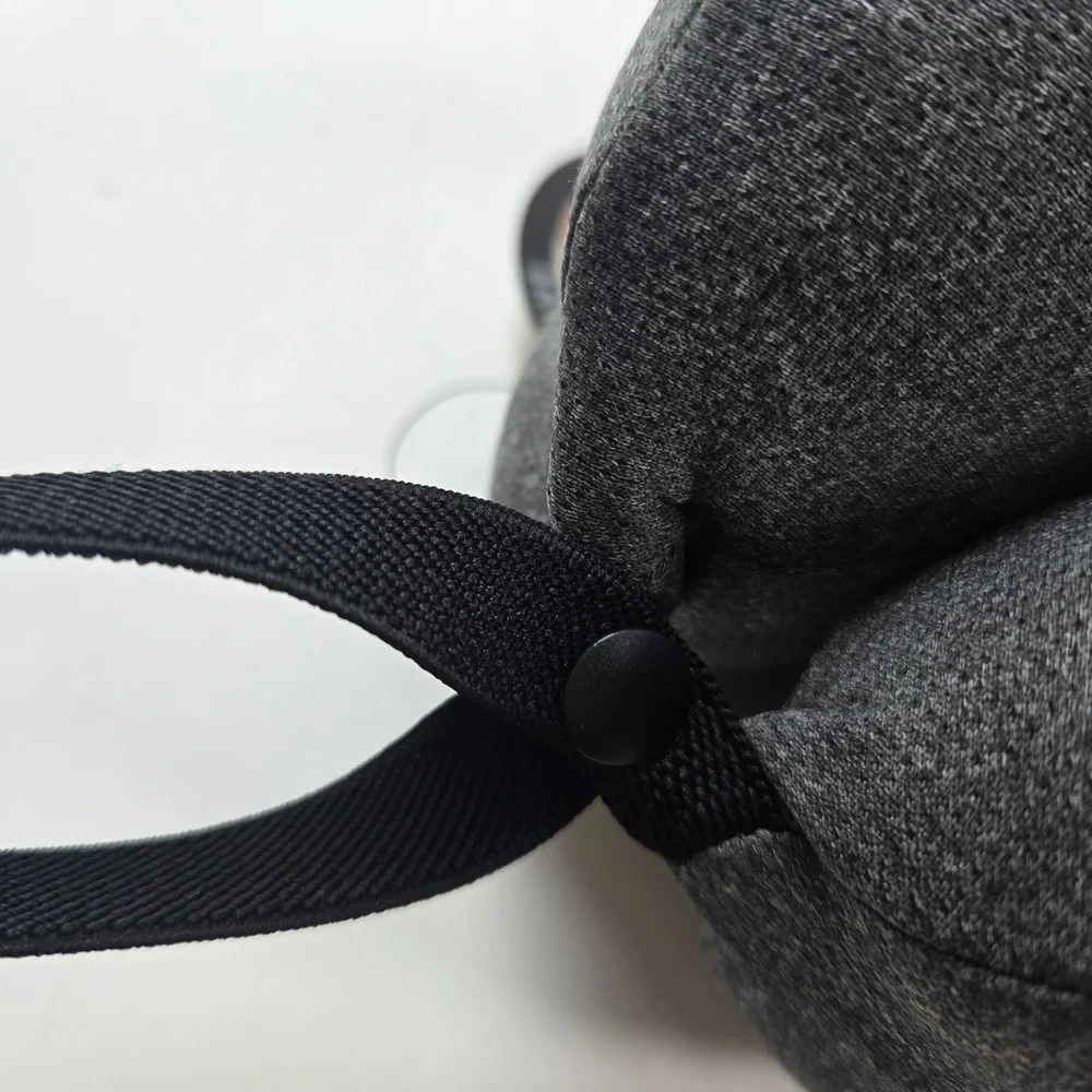 Brookstone Travel Neck Pillow Gray Memory Foam Supportive Luggage Strap NEW